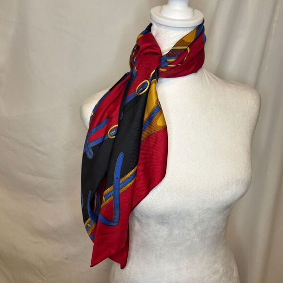 Vintage Y2K Oscar De La Renta Rope Pattern Silk Scarf - Picture 3 of 6